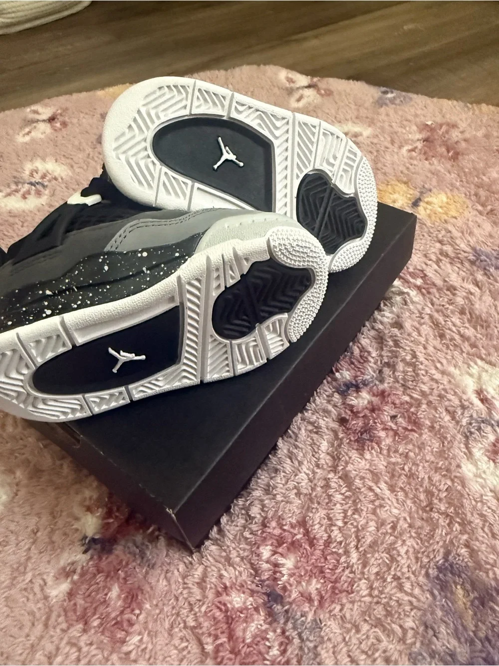 Jordan 4 Kids Gray and Black